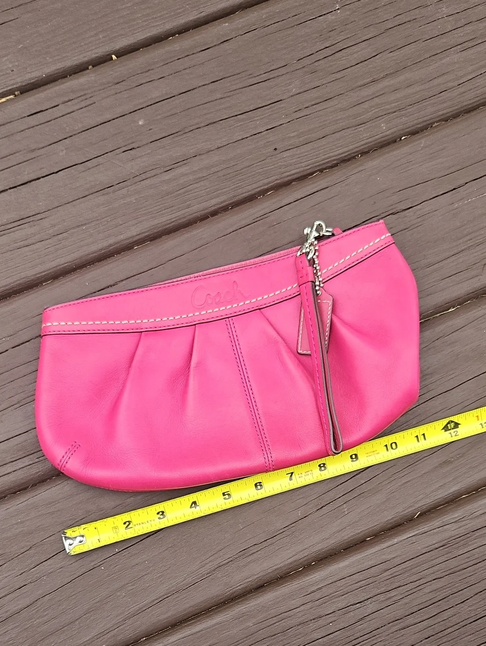 Coach Hot Pink Leather Wristlet Clutch